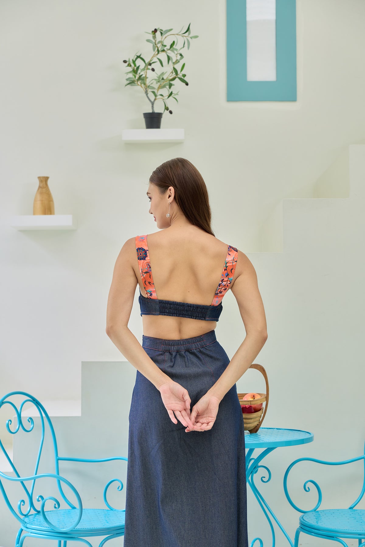 SAAMU ITM Denim Cropped Top
