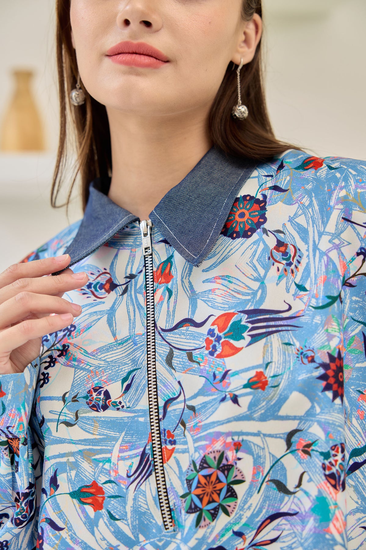 SAAMU ITM Long Sleeve Shirt Denim Collar