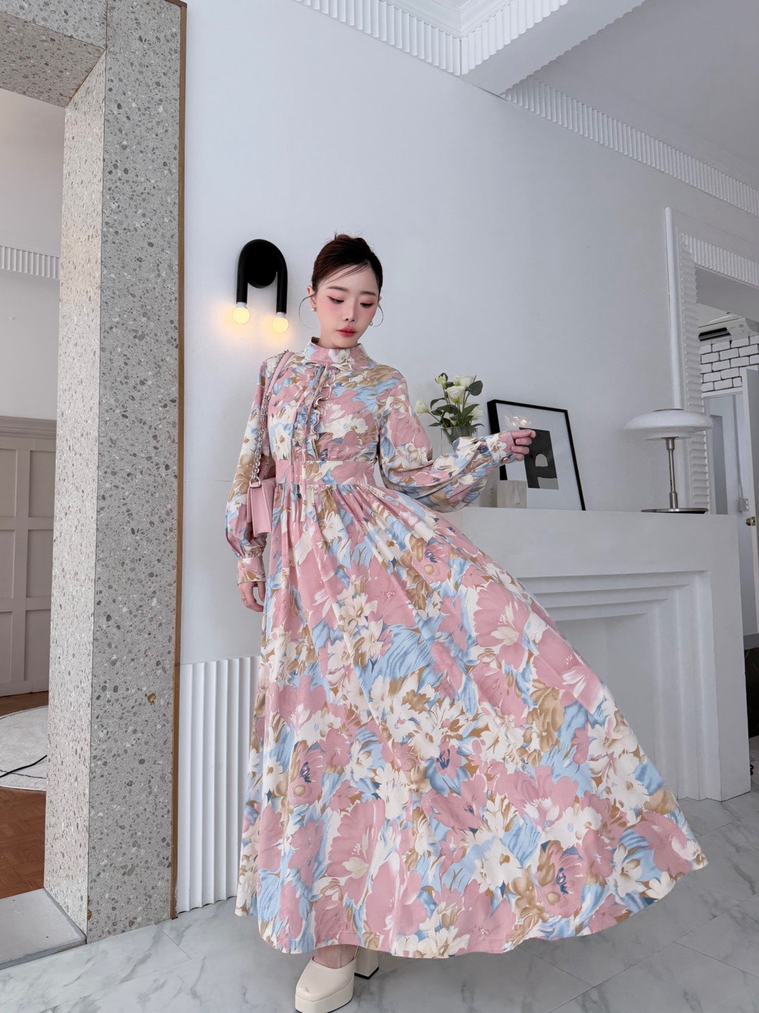 long sleeve shirtwaist dress SAAMU SM Shirt Waist Dress